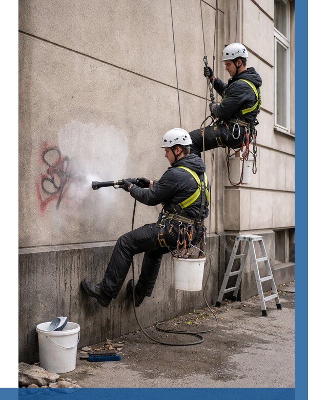 Удаление граффити с фасада в Воткинске от 4662 р. | ВЫСОТНИК-Втк