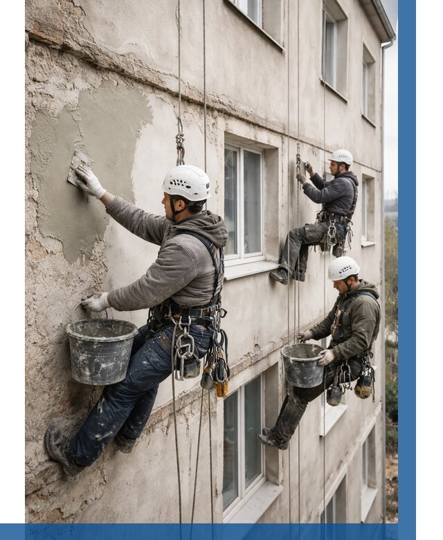 Ремонт штукатурного фасада в Воткинске от 777 р. под ключ | ВЫСОТНИК-Втк