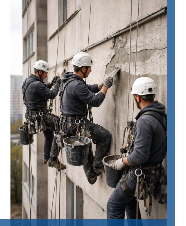 Ремонт бетонных элементов фасада в Воткинске от 2590 р. | ВЫСОТНИК-Втк