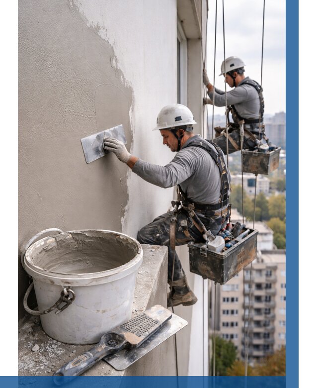 Шпаклевка фасада на высоте в Воткинске от 725 р. | ВЫСОТНИК-Втк