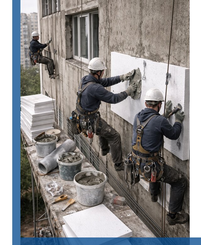 Утепление фасада пенополистиролом в Воткинске под ключ