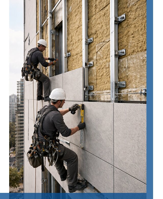 Монтаж вентилируемого фасада в Воткинске от 3626 р. | ВЫСОТНИК-Втк