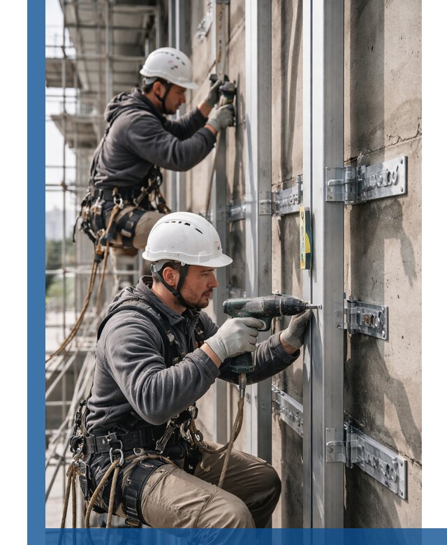 Монтаж и крепление подсистемы вентфасада в Воткинске