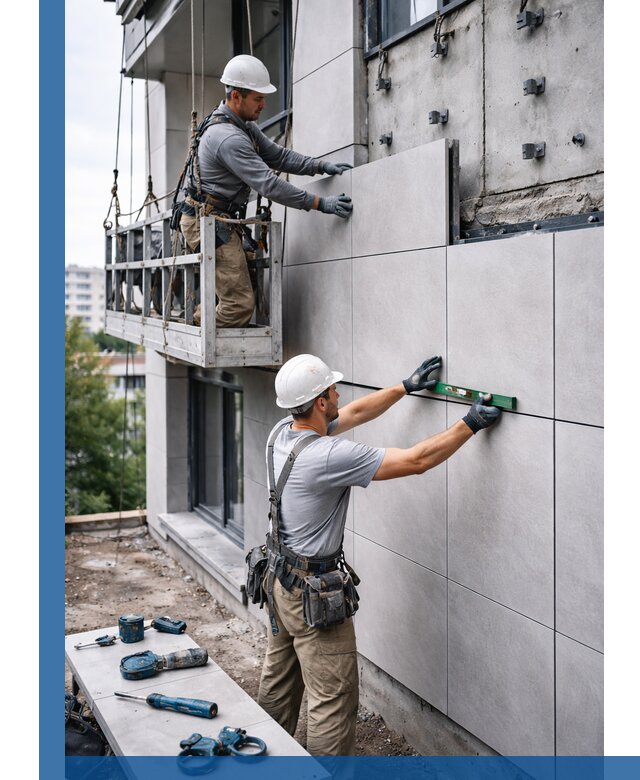 Монтаж керамогранита на фасад в Воткинске под ключ с гарантией качества