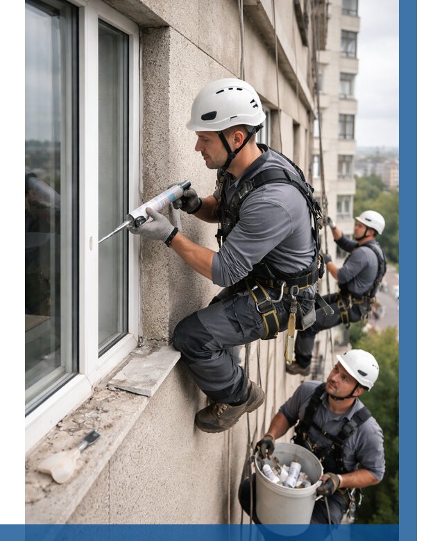 Герметизация оконных швов снаружи в Воткинске от 1554 р. | ВЫСОТНИК-Втк