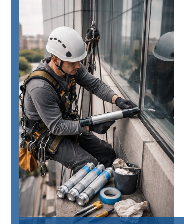 Герметизация стыков витража в Воткинске для герметичных фасадов