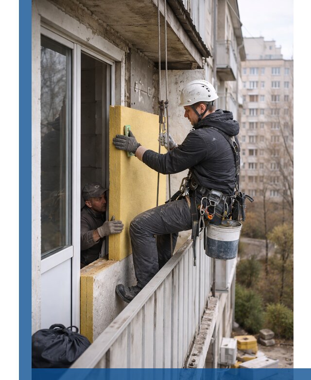 Профессиональное утепление балкона снаружи в Воткинске под ключ