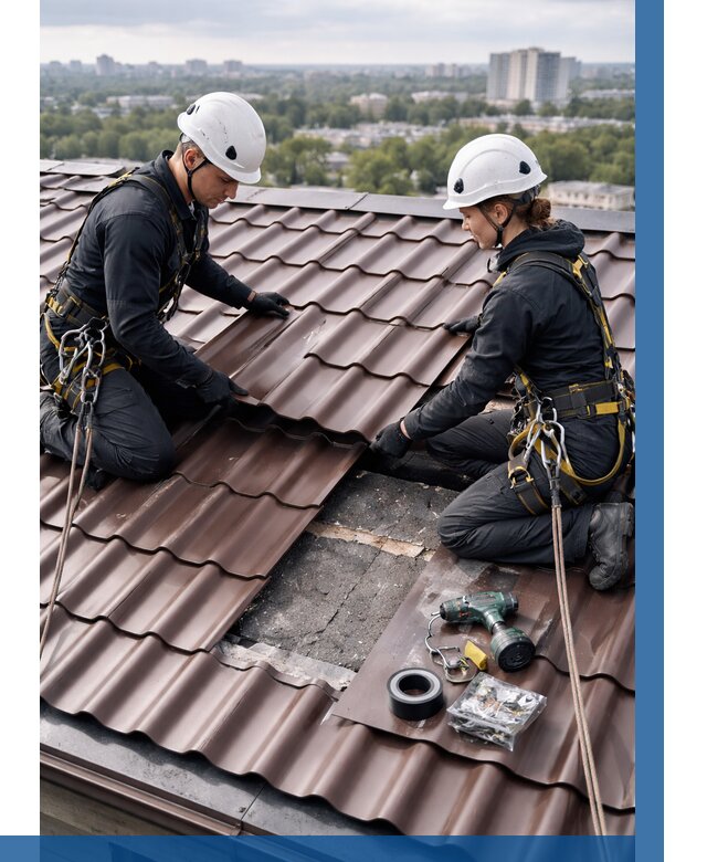 Ремонт металлочерепицы на крыше в Воткинске от 932 р. | ВЫСОТНИК-Втк