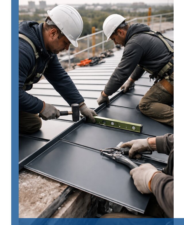 Монтаж фальцевой кровли в Воткинске для промышленных зданий