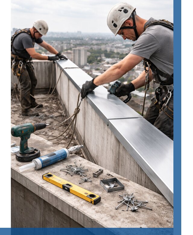 Монтаж парапетных крышек в Воткинске от 829 р. | ВЫСОТНИК-Втк