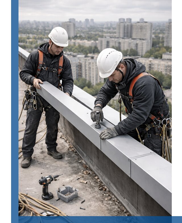 Монтаж парапетных крышек и ограждений кровли в Воткинске