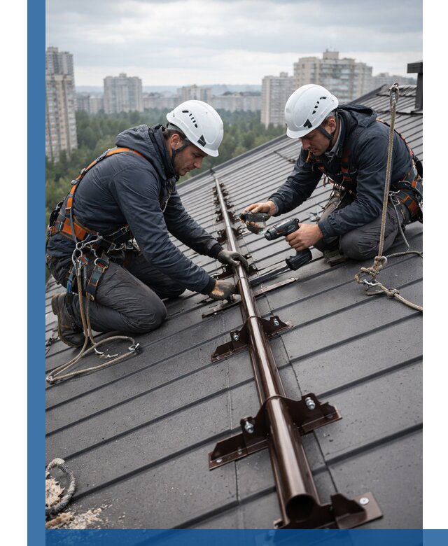 Монтаж снегозадержателей на кровле зданий в Воткинске под ключ