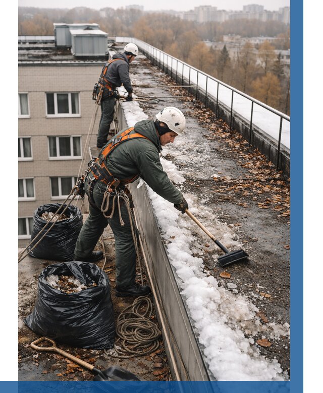 Очистка кровли по периметру в Воткинске от 570 р. | ВЫСОТНИК-Втк