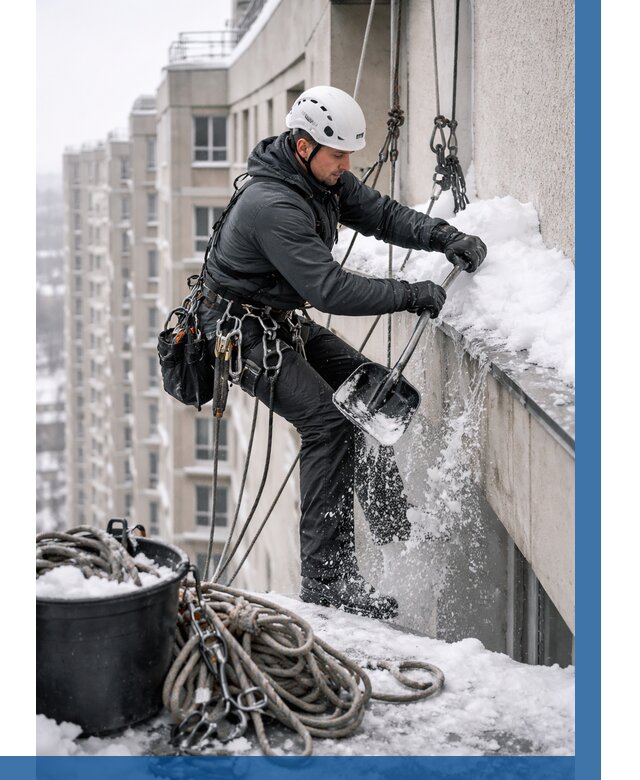 Очистка карнизов от снега в Воткинске от 311 р. | ВЫСОТНИК-Втк