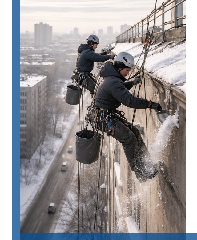 Очистка карнизов от снега в Воткинске профессионально и безопасно