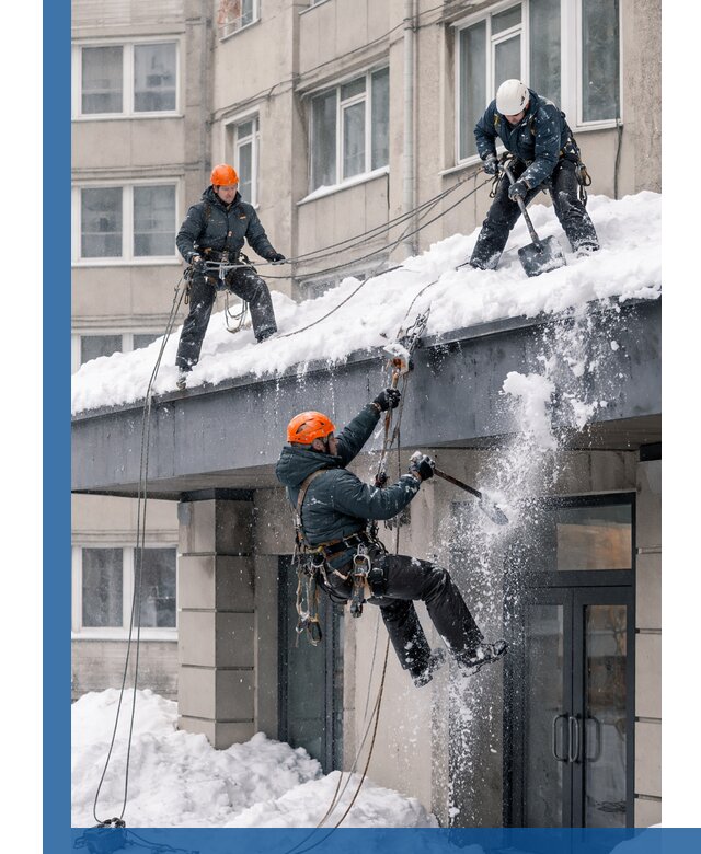 Безопасная очистка навесов от снега в Воткинске круглогодично