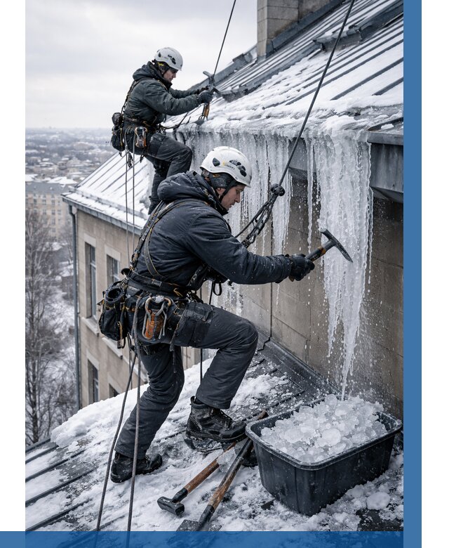 Удаление наледи с кровли в Воткинске от 5698 р. | ВЫСОТНИК-Втк