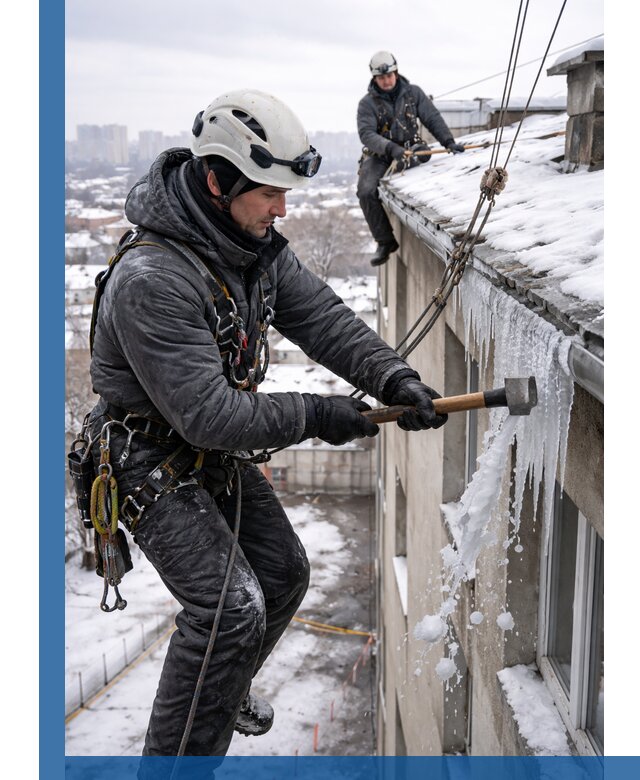 Сбивание и удаление сосулек с крыши в Воткинске безопасно