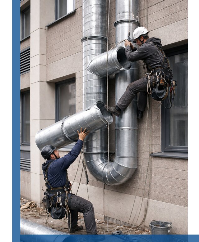 Монтаж фасадных воздуховодов в Воткинске с герметизацией и крепежом