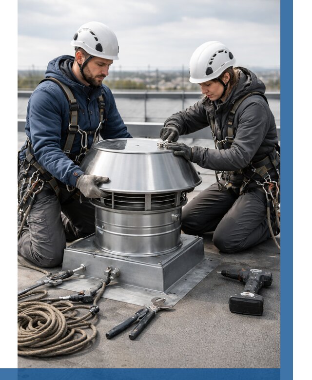 Установка дефлекторов на кровле в Воткинске от 4662 р. | ВЫСОТНИК-Втк