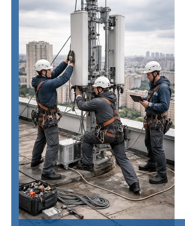 Монтаж антенн связи на крыше в Воткинске с вводом в эксплуатацию