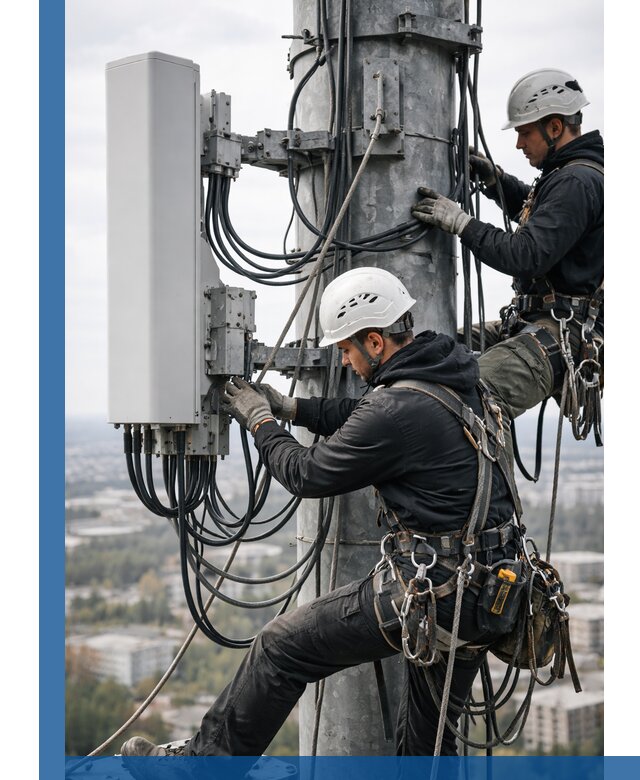 Монтаж оборудования связи на мачте в Воткинске с пусконаладкой