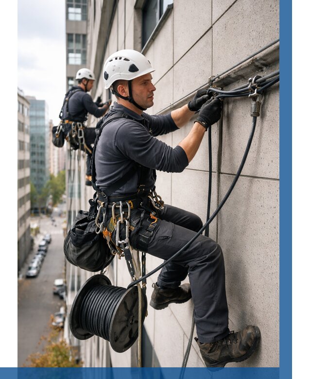 Прокладка кабеля по фасаду в Воткинске от 363 р. | ВЫСОТНИК-Втк