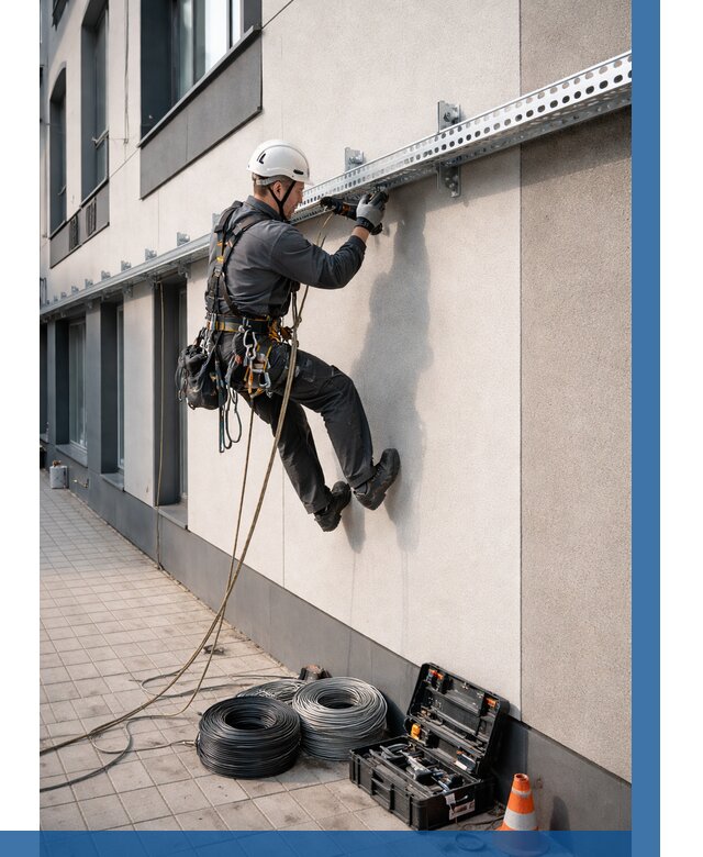 Монтаж кабельных лотков на фасаде в Воткинске от 1243 р. | ВЫСОТНИК-Втк