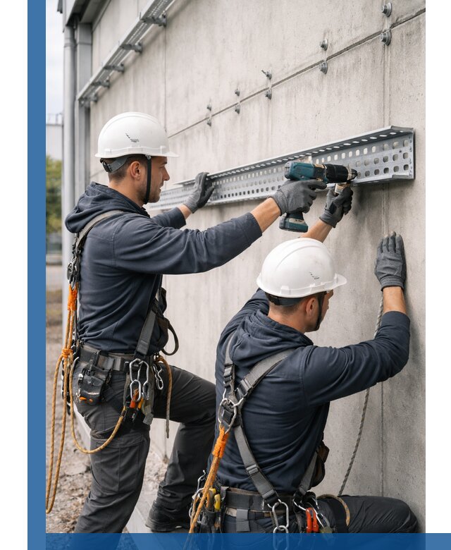 Монтаж кабельных лотков на фасаде зданий в Воткинске с гарантией