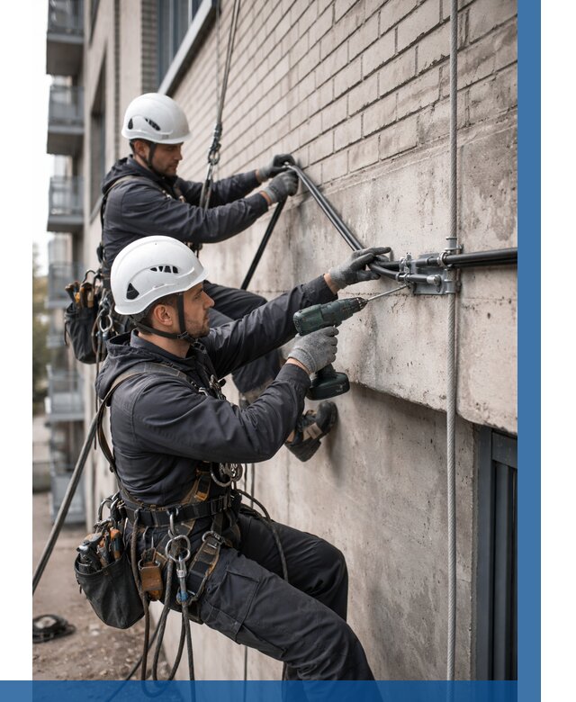 Крепление кабеля на фасаде в Воткинске от 363 р. | ВЫСОТНИК-Втк