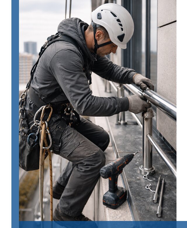 Монтаж ограждений на высоте в Воткинске для зданий и конструкций