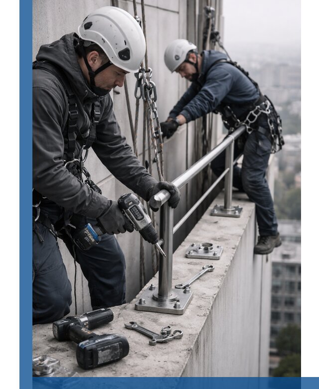 Монтаж перил на высоте в Воткинске для жилых и промобъектов