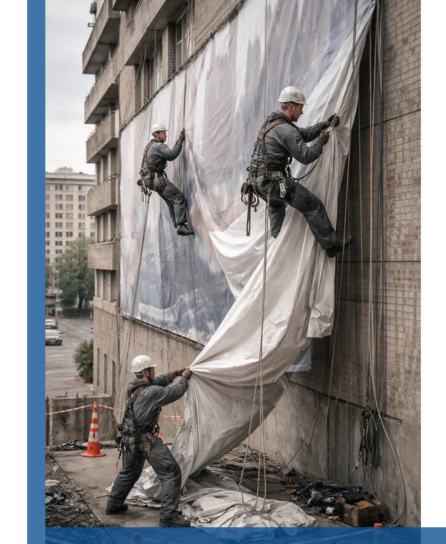 Демонтаж баннеров с фасада в Воткинске оперативно и безопасно