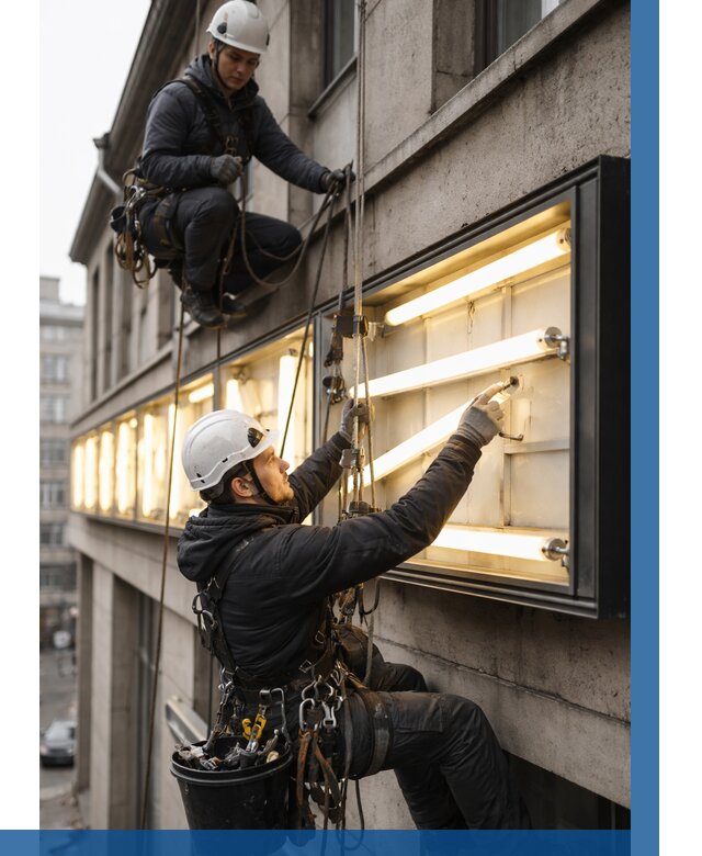 Замена ламп в вывеске в Воткинске под ключ от 3626 р. | ВЫСОТНИК-Втк
