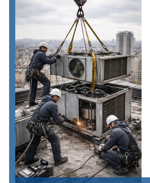 Демонтаж крышной установки в Воткинске любой сложности