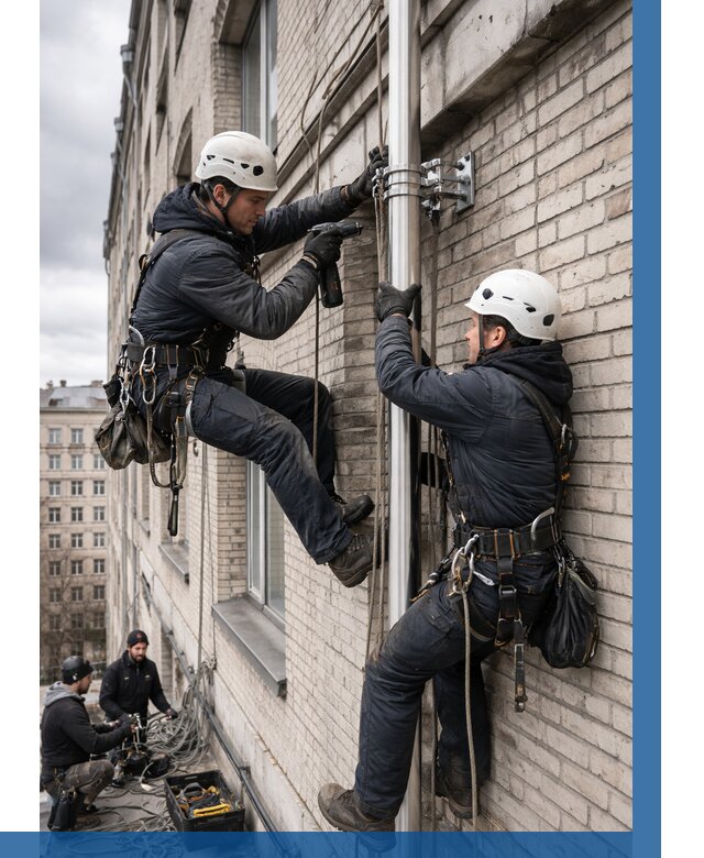 Монтаж флагштока на здании в Воткинске от 6734 р. | ВЫСОТНИК-Втк