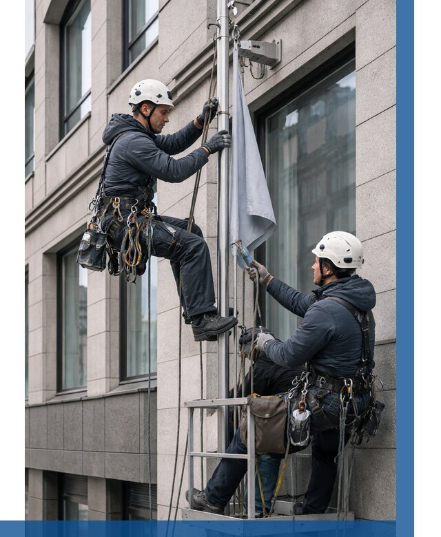 Установка флагов на фасаде в Воткинске от 4662 р. | ВЫСОТНИК-Втк