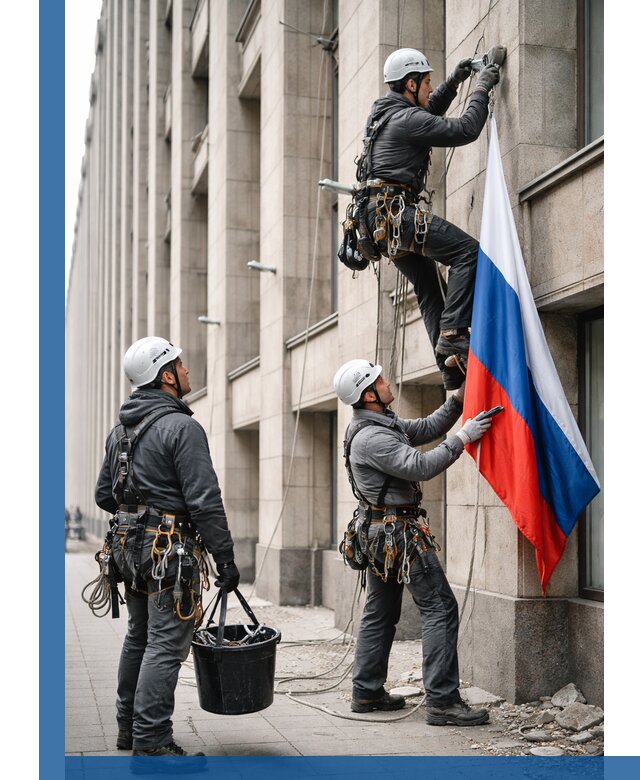 Профессиональная установка флагов на фасаде в Воткинске