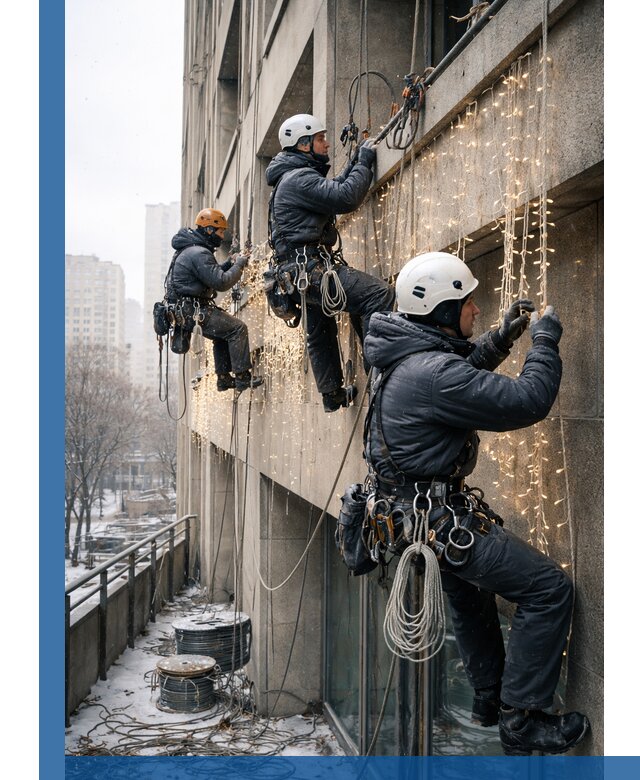 Монтаж новогодней иллюминации и украшение фасадов в Воткинске