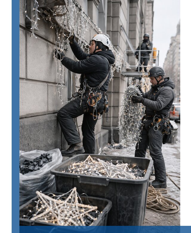 Демонтаж новогоднего оформления и гирлянд в Воткинске