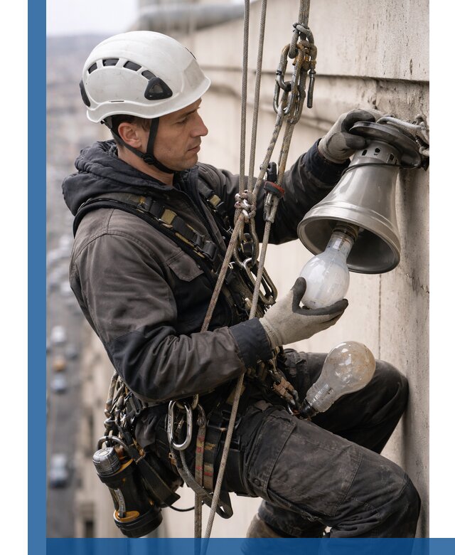 Замена ламп на высоте в Воткинске профессионально и быстро