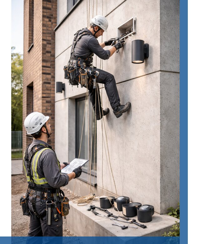 Монтаж фасадного освещения в Воткинске от 2590 р. | ВЫСОТНИК-Втк