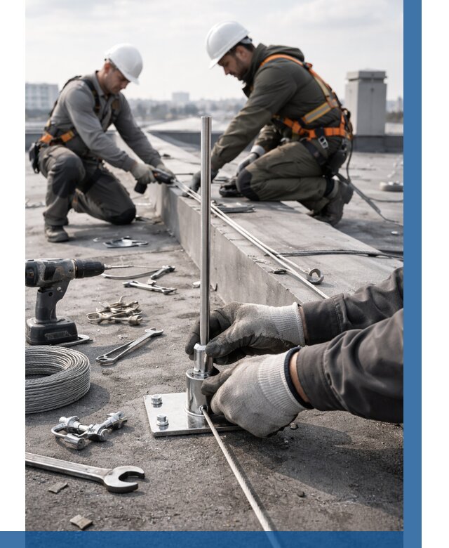 Монтаж молниезащиты на кровле в Воткинске цена от 25900 р. | ВЫСОТНИК-Втк