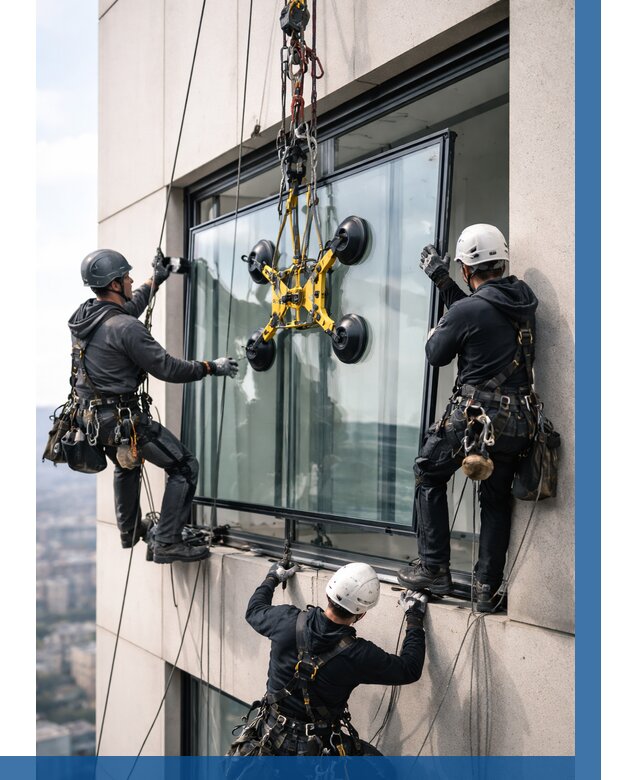 Монтаж стеклопакетов на высоте в Воткинске от 3315 р. | ВЫСОТНИК-Втк