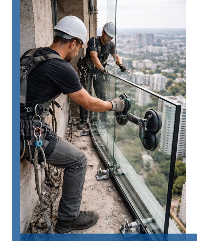 Монтаж стеклянных ограждений под ключ с гарантией в Воткинске