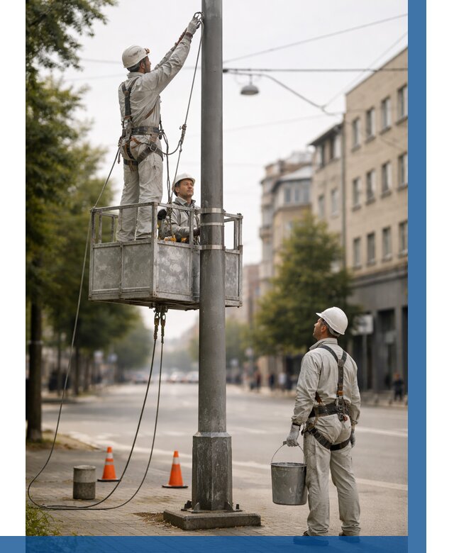 Покраска опор освещения в Воткинске от 5180 р. | ВЫСОТНИК-Втк