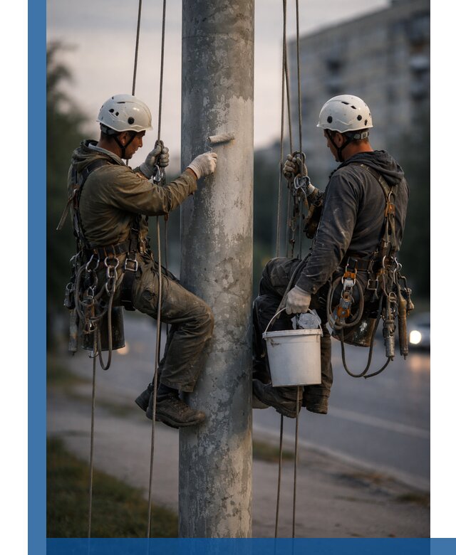 Покраска опор освещения и антикоррозийная защита в Воткинске