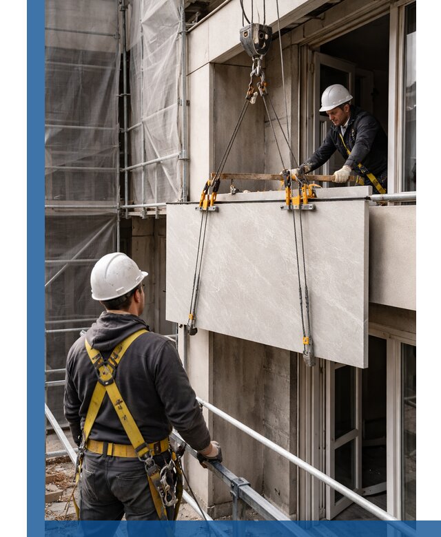 Подъем керамогранита на этаж в Воткинске грузчиками и техникой