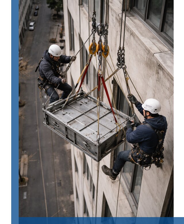 Спуск и подъем грузов по фасаду в Воткинске для зданий
