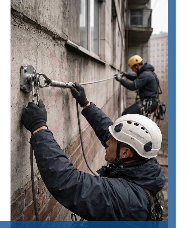 Монтаж анкерных линий в Воткинске от 3108 р. | ВЫСОТНИК-Втк